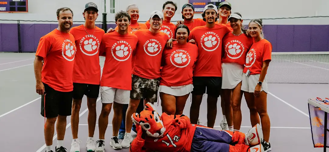 Tennis Coaching Staff Posed with the Mascot